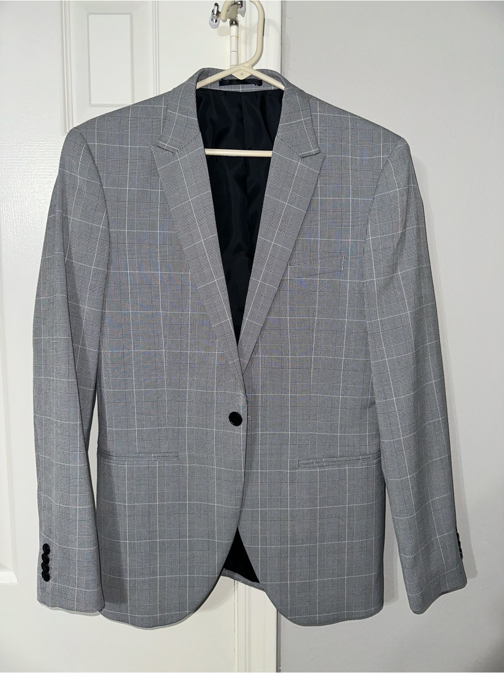 H&M Slim Fit Gray Windowpane Plaid Blazer Sport Coat Men’s 40R